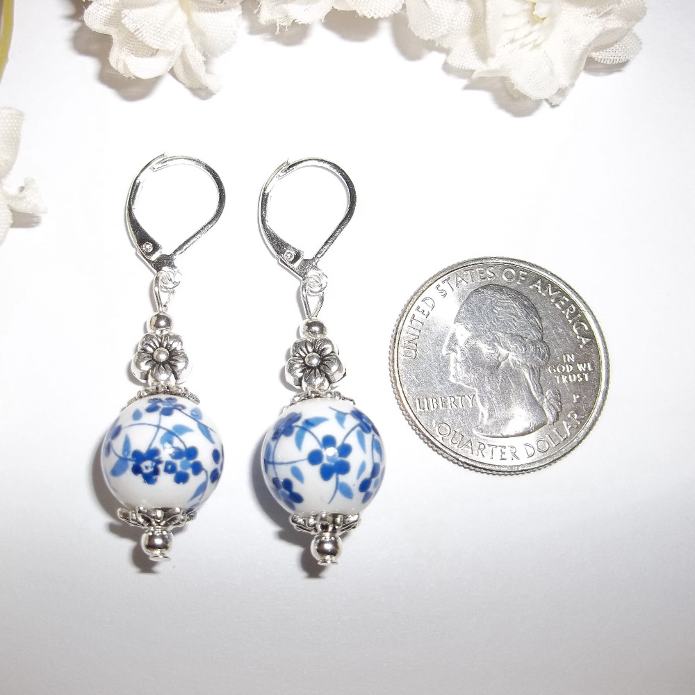 Blue & White Flower Earring Set Jewelry Boho Floral Jewelry Accessory NWT 5633 - Picture 2 of 8